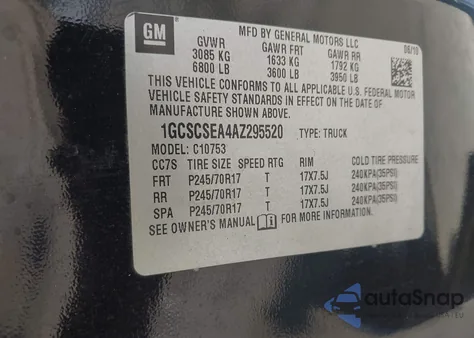 2010 Chevrolet Silverado 1500 Lt z USA, uszkodzony, nr VIN 1GCSCSEA4AZ295520